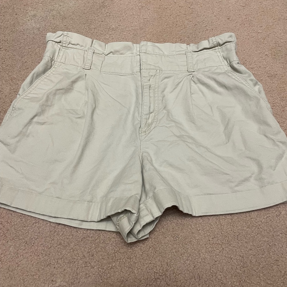 LOFT High Waist Cream Shorts(size: 12 petite)